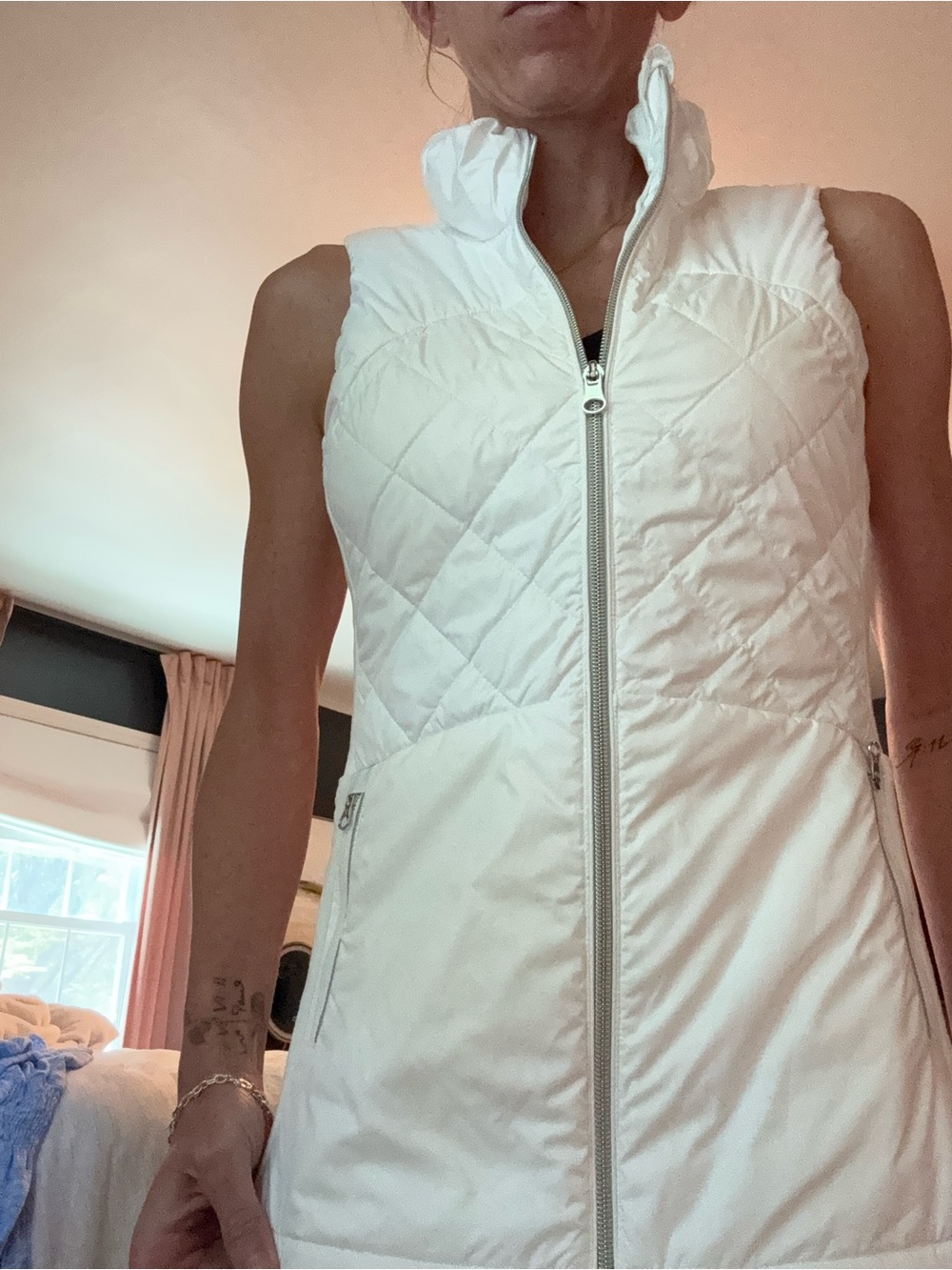 lululemon athletica White Quilted Stand-Collar Vest